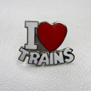 I Love Trains Enamel Pin‎ Badge Railroad Train Conductor Gift